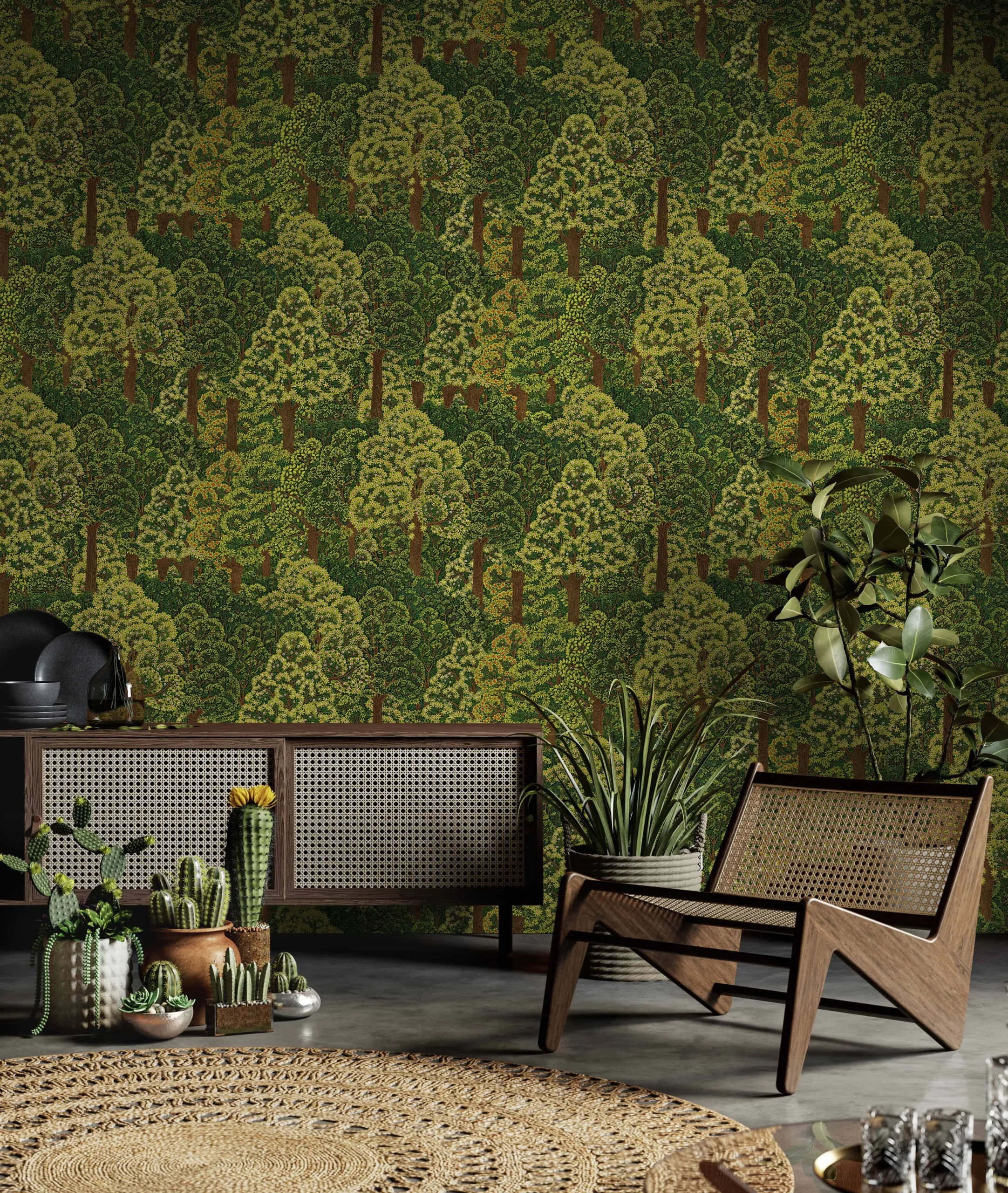 Green Embossed Wallpaper – Natural Elegance (24107-4)